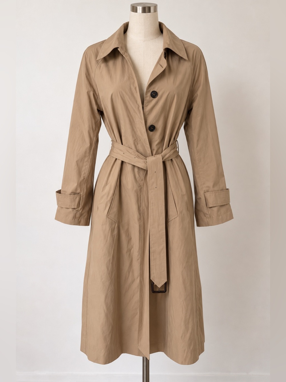 Avec Les Filles Khaki Tan Trench Coat with Waist Tie